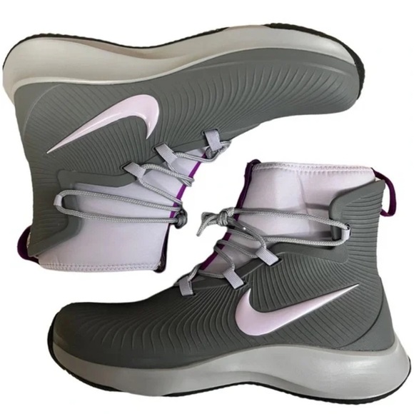 Nike Binzie Rain Boots Shoes GS Smoke Grey Violet Frost BQ5380 003 New - Picture 7 of 7